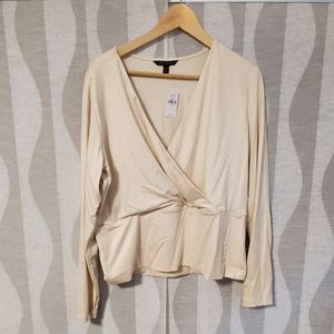 Banana Republic V-Neck Surplice Top, Size XL, Transition Cream White